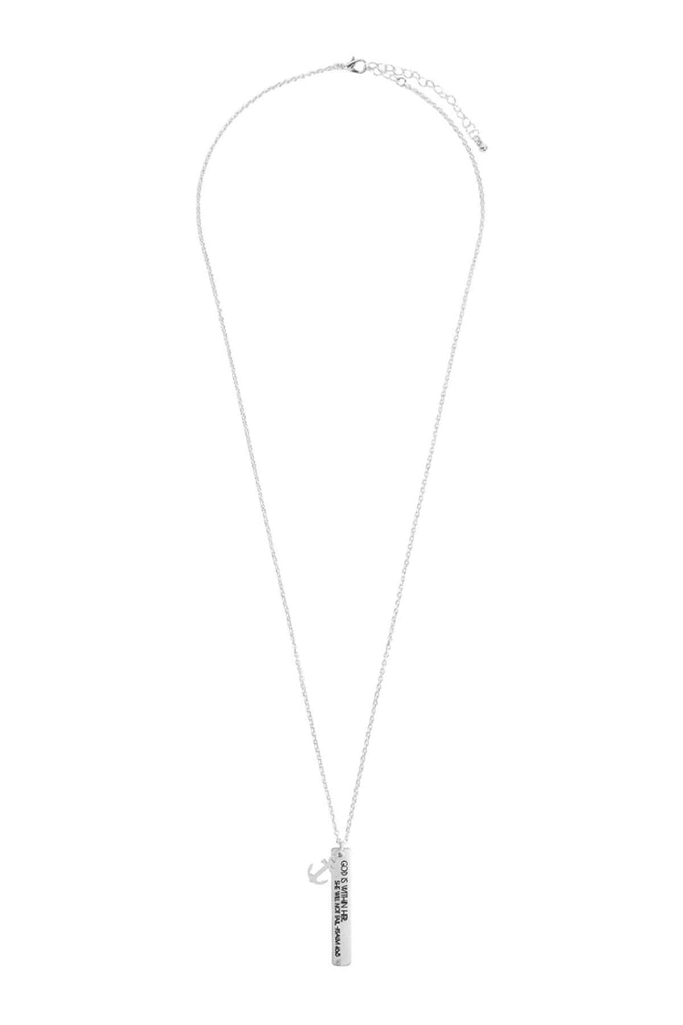 Dainty longline necklace with "God Within Her" charm pendant, perfect for layering over tops.