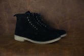 The Hunter | Black urban hiker boots featuring suede upper, padded collar, and crepe outsole.