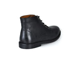 The Grover black leather desert boot with 5 eyelets, designed for comfort and style, perfect for casual outings.