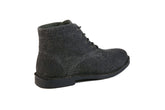 The Grover Vegan charcoal ankle boots featuring breathable canvas material and a rugged design.
