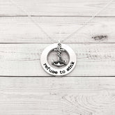 Refuse to Sink washer necklace with anchor charm on a silver ball chain, handcrafted custom jewelry gift.