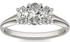 1 CTW oval lab-grown diamond three-stone engagement ring in 14K white gold, eco-friendly jewelry.