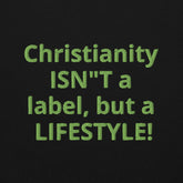 Embroidered hoodie text: Christianity ISN&