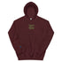 Maroon unisex hoodie with embroidered text &