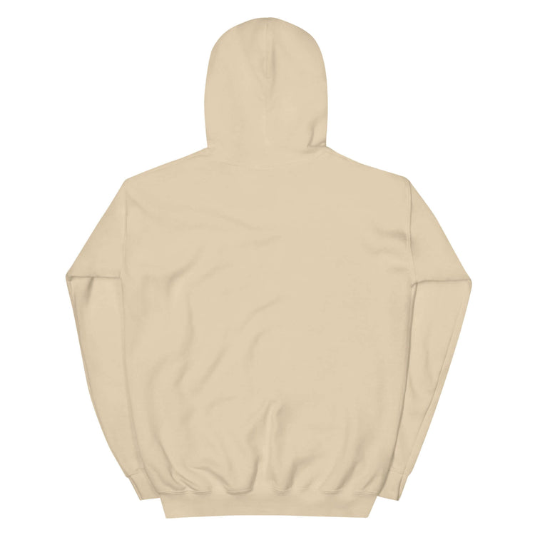 Back view of beige unisex embroidered hoodie promoting Christianity as a lifestyle.