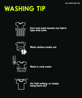 Washing tips infographic illustrating laundry care instructions for fabric types and colors.