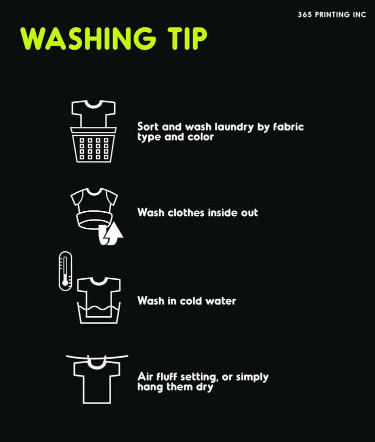Washing tips infographic illustrating laundry care instructions for fabric types and colors.