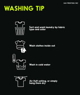 Washing tips illustration with instructions for sorting laundry and washing clothes correctly.
