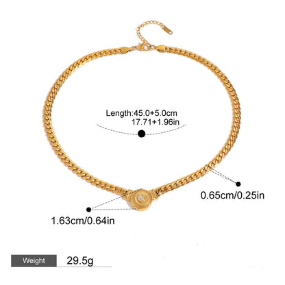 18K gold-plated necklace with a gold chain and pendant, dimensions 45cm-50cm length, stylish and luxurious design.