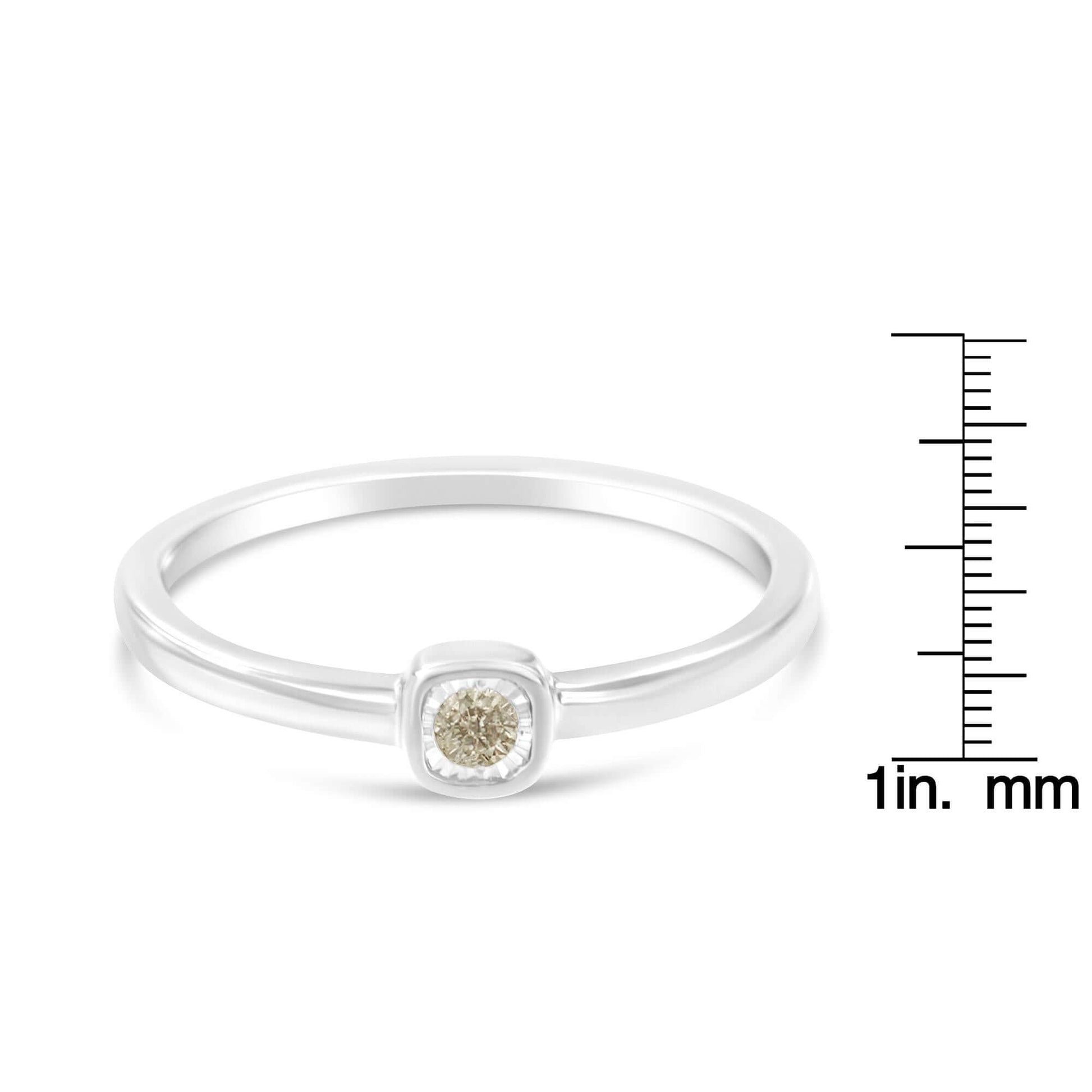 .925 Sterling Silver cushion-shaped promise ring with a .05 ct diamond in a unique setting, perfect for expressing commitment.