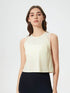 Millennia Round Neck Cropped Active Tank in light yellow, featuring a sleek design and stretchy fabric.