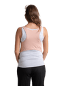 Woman wearing EasyBelly maternity belly support garment, showing back view, designed for comfort and support during pregnancy.