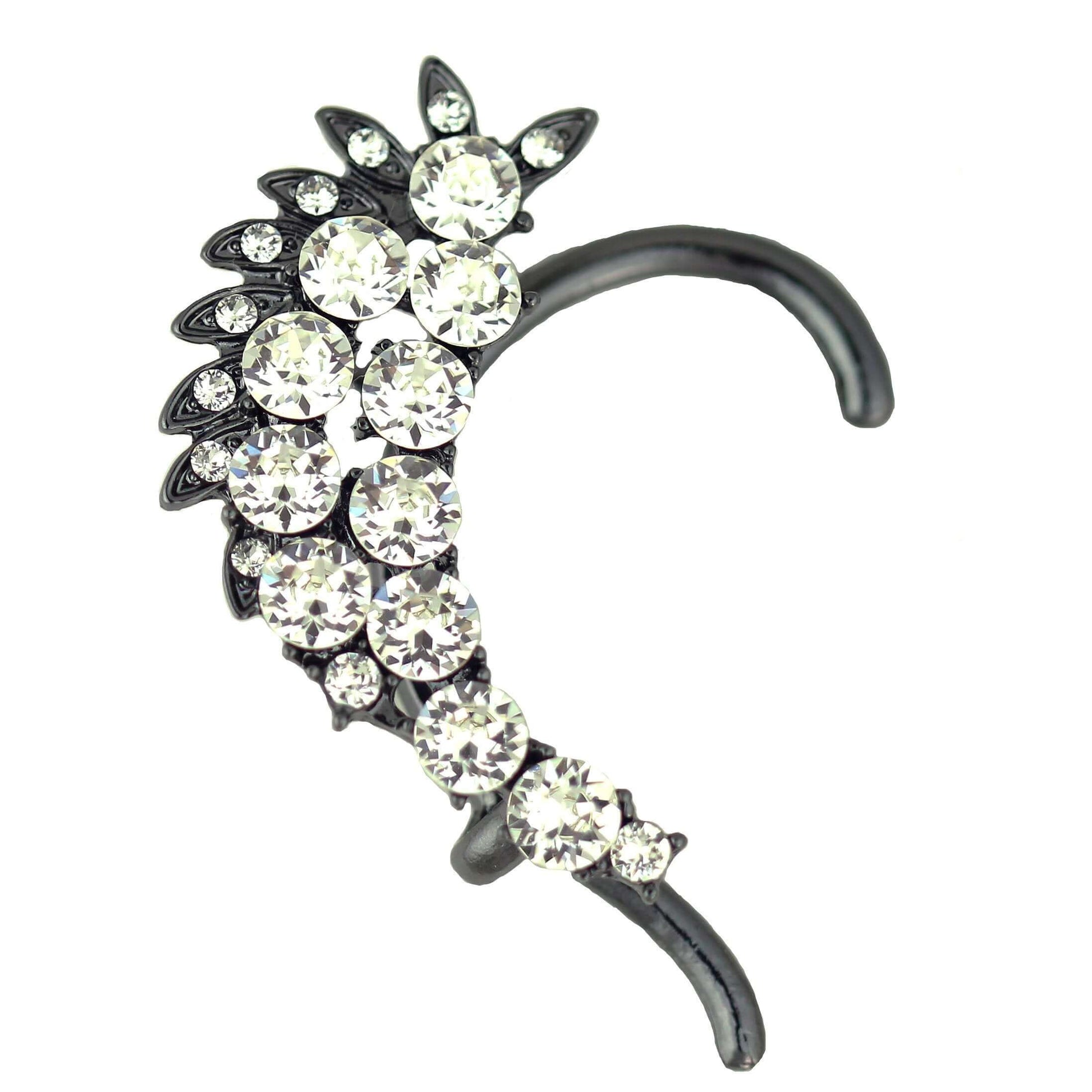 Crusted Crystal Ear Cuff with sparkling Swarovski crystals for right ear, set in an alloy, beautifully boxed.