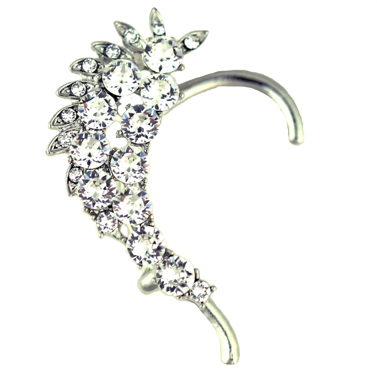 Sparkling Crusted Crystal Ear Cuff with Swarovski crystals, designed for the right ear, featuring an elegant silver alloy setting.