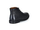 The Grover black leather desert boot with 5 eyelets, designed for comfort and style, perfect for casual outings.