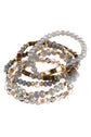 Natural stone charm mixed beads bracelets set with ornate etching and gold accents, perfect for stacking.
