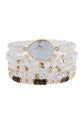 Natural stone charm mixed beads bracelets featuring gold accents and a stretchable design for versatile styling.