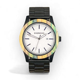 Inverness SS Multi-Colored Bamboo Wood and Stainless Steel Watch with date function and elegant design.