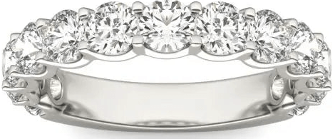 2 1/15 CTW round lab-grown diamond ring in 14K white gold, eco-friendly and made in USA, with sparkling stones.