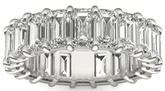 Elegant 6.25 CTW emerald-cut lab-grown diamond eternity ring in 14K white gold, handcrafted for high-fashion style.