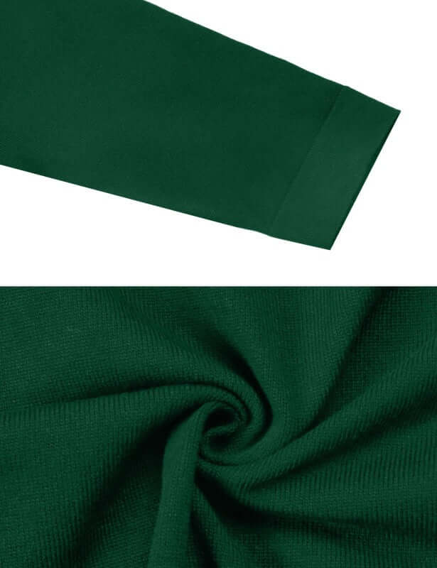 Close-up of the sleeve and fabric texture of a Women's 3/4 Sleeve Cropped Cardigan in green.