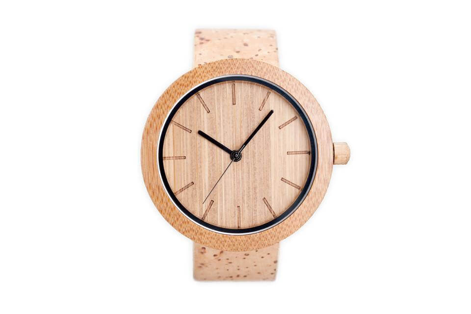 Eco-friendly Panda Watch featuring bamboo and cork design, minimalist style with Swiss movement.