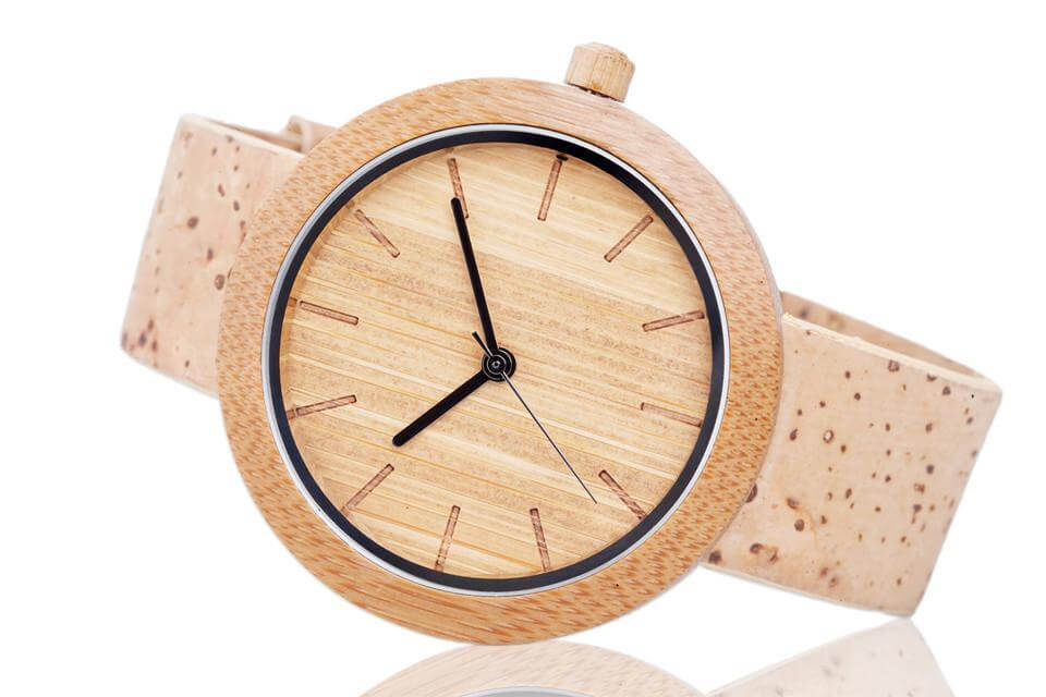 Eco-friendly Panda Watch featuring bamboo and cork with minimalist design and Swiss Movement.