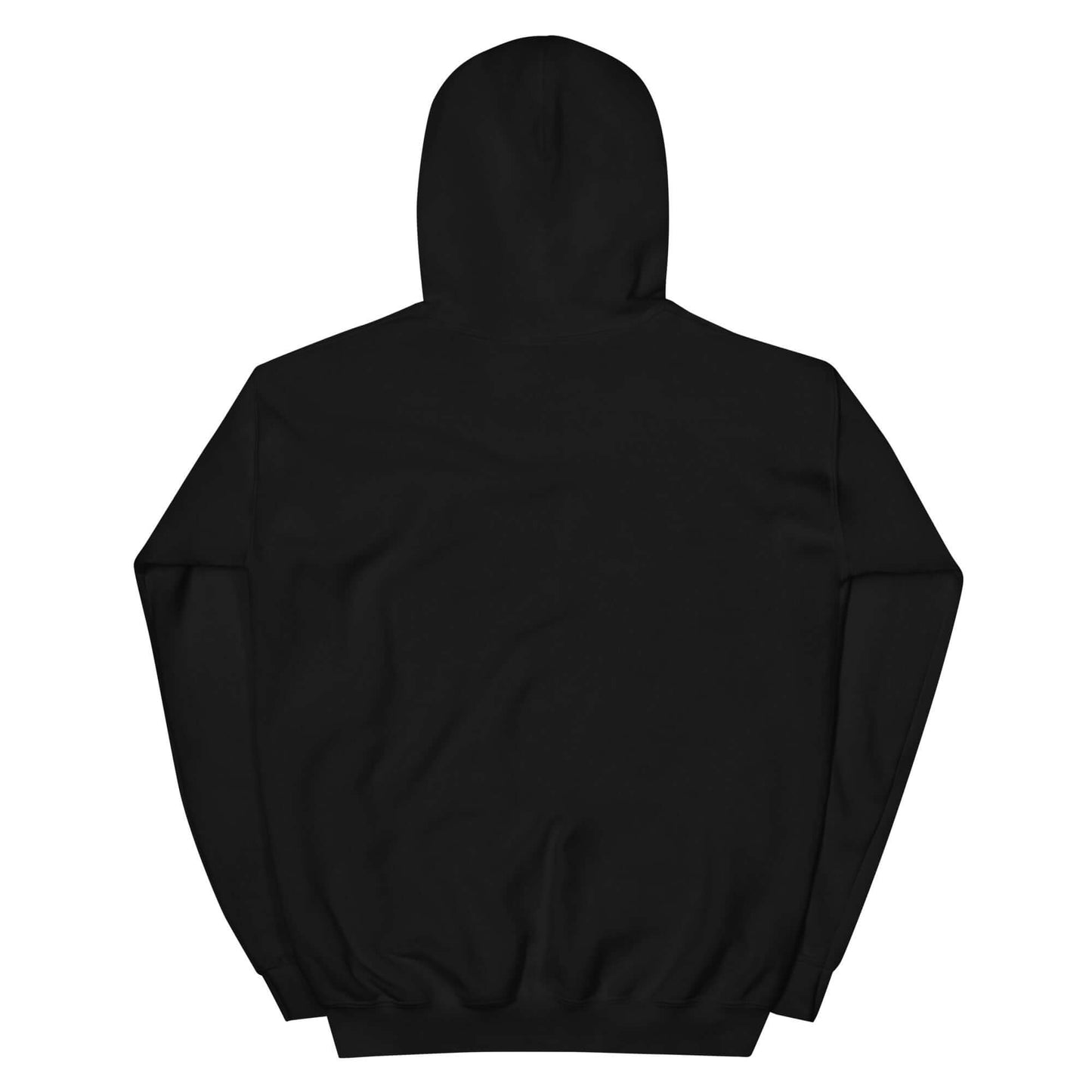 Back view of a unisex embroidered black hoodie promoting Christianity as a lifestyle.