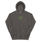 Unisex embroidered hoodie with text: &
