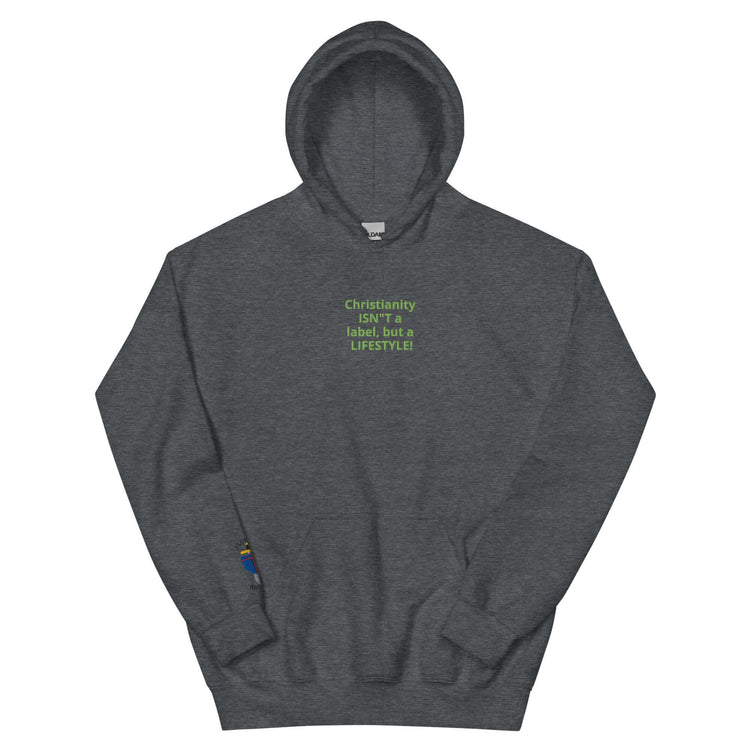 Unisex embroidered hoodie with the text &