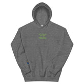 Unisex embroidered hoodie featuring the text &