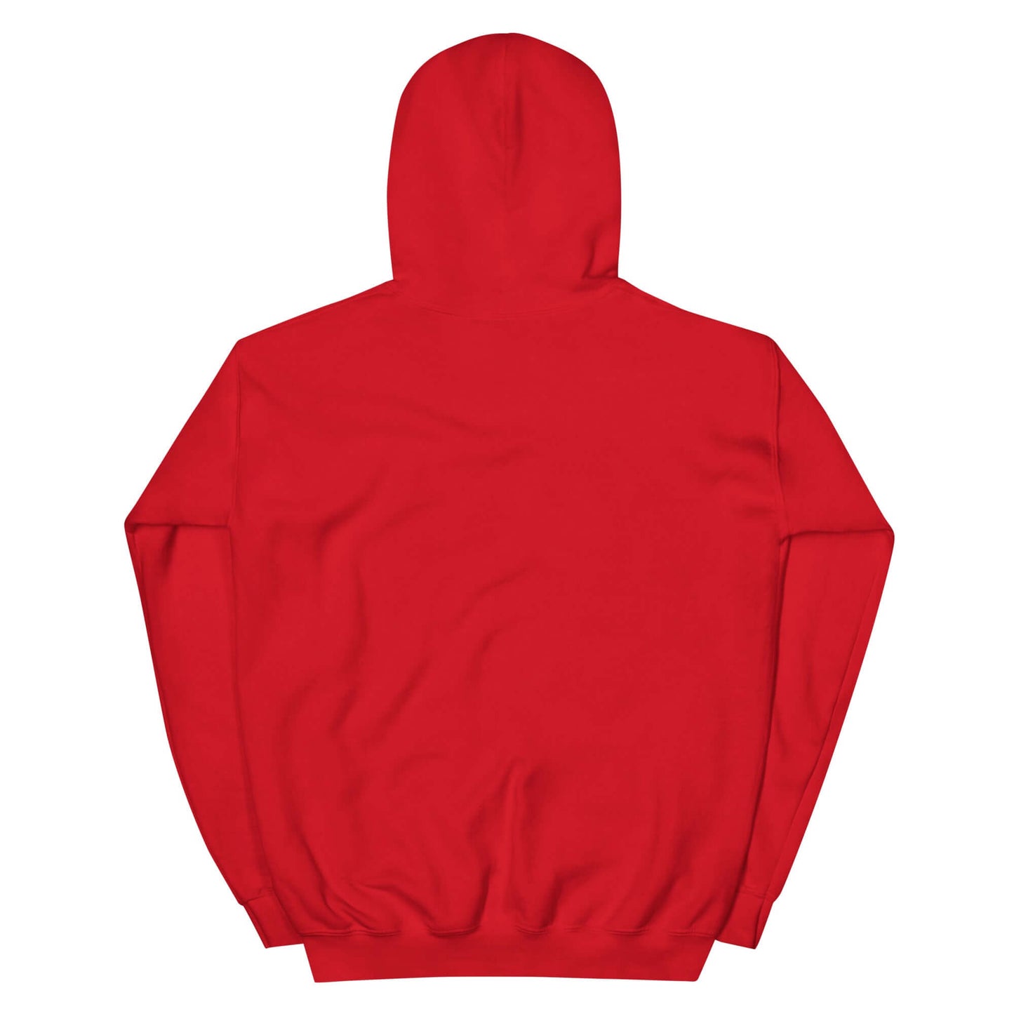 Red unisex embroidered hoodie showcasing the back design, symbolizing Christianity as a lifestyle.