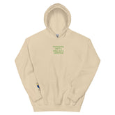 Unisex embroidered hoodie with text: "Christianity ISN&