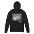 Black unisex hooded long-sleeve tee featuring 2 Timothy 3:16-17 and an open Bible graphic.