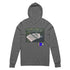 Unisex hooded long-sleeve tee featuring 2 Timothy 3:16-17 with a Bible graphic on a gray background.