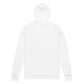 Back view of a white unisex hooded long-sleeve tee featuring 2 Timothy 3:16-17 design.
